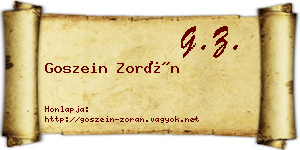 Goszein Zorán névjegykártya